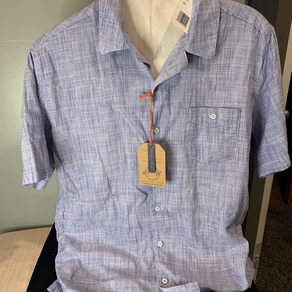 Heritage Blue Casual Button Down Shirt Short Sleeve
